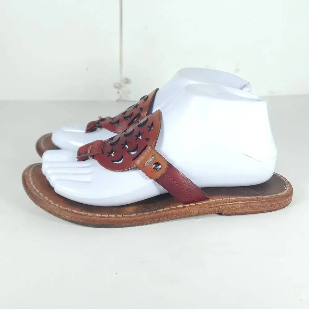 Freebird by Steven Women's Vallarta US8 Red Leather Moon Stars Thong Sandals